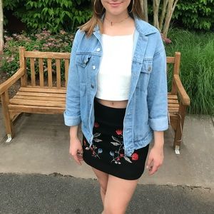 embroidered black skirt